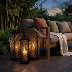 MIDORI - set di 3 lanterne in acciaio