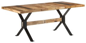 Tavolo Da Pranzo 180x90x76 Cm İn Legno Massello Di Mango Grezzo /