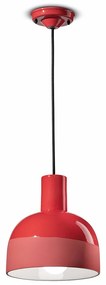 Lampadario Vintage Decò Caxixi Ceramica Rosso Corallo 1 Luce E27