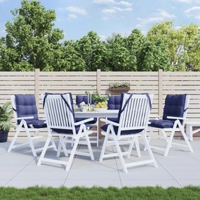 Cuscini Sedia Schienale Basso 6 Pz Blu Marino İn Tessuto Oxford /