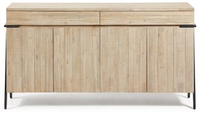 Kave Home - Credenza Thinh 4 ante e 2 cassetti in legno massello di acacia e acciaio nero 184 x 98 cm