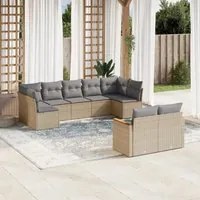 Set Divano da Giardino 9 pz con Cuscini Beige in Polyrattan 3258692