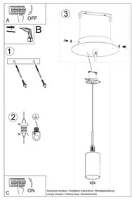 Sollux SL.0742 - Lampadario su filo OTTO 1xE27/60W/230V d. 15 cm nero