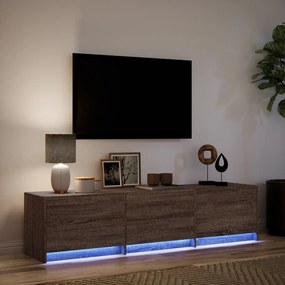 Mobile porta tv con led rovere marrone 165x34x40 cm truciolato