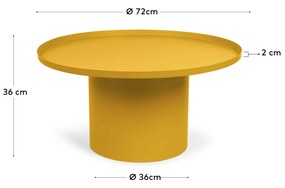 Kave Home - Tavolino rotondo Fleksa in metallo giallo Ã˜ 72 cm