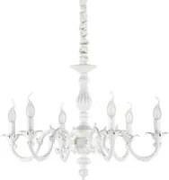 Lampadario Shabby Chic-Provenzale Justine Metallo Bianco 6 Luci E14