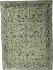 Kashan Tappeto persiano 330 x 440 Verde (Iran) Annodato A Mano
