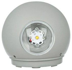 Applique Lampada LED da Muro Palla Sferica 6W 3000K Carcassa Grigia Doppio Fascio Luminoso IP65 SKU-8305