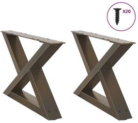 Gambe Per Tavolino 2 Pz Naturale 60x(30-31,3) Cm İn Acciaio /