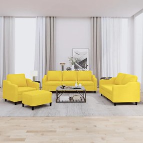 Set Di Divani 4 Pz Con Cuscini Giallo Chiaro İn Tessuto /