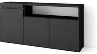 Credenza, Mobile soggiorno 150x75x35cm, 3 Porte, grande stoccaggio, Stile moderno, Nero