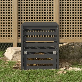 Compostiera Grigia 63,5x63,5x77,5 Cm İn Legno Massello Di Pino /