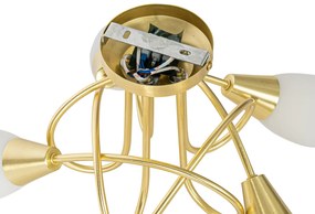 Plafoniera classica oro con vetro opalino 5 luci - Inez