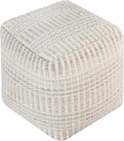 BORIS - pouf in lana avorio con decoro 40 x 40