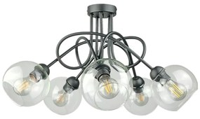 Lampadario a plafone EVIE 5xE27/60W/230V antracite/limpido