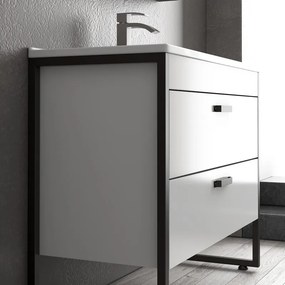 Mobile bagno 100cm con struttura metallica nera IKOS-100 - KAMALU