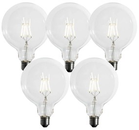 Set di 5 Lampadina LED E27 a filamento spirale dimmerabile a 3 livelli G125 4W 450lm 3000K