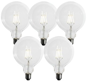Set di 5 lampadine LED E27 dimmerabili a 3 fasi a filamento a spirale G125 4W 450 lm 3000K