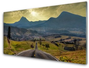Pannello paraschizzi cucina Strada al paesaggio di montagna 140x70 cm