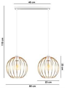 Lampadario a sospensione con filo MATT 2xE27/60W/230V bianco/rame