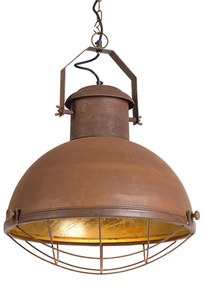 Lampada a sospensione industriale color ruggine con interno dorato - Engine