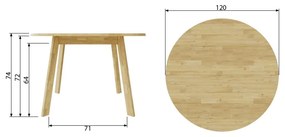 Tavolo da pranzo in legno di quercia, Ø 120 cm Disc - WOOOD
