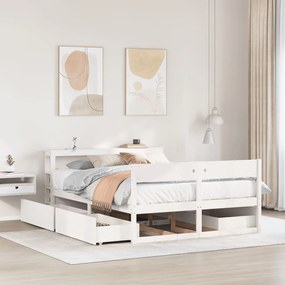 Letto Senza Materasso Bianco 140x200 Cm Legno Massello Di Pino /