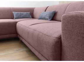 Divano angolare rosa allungabile e con contenitore (con penisola a sinistra/a L) Classy Sophie – Miuform