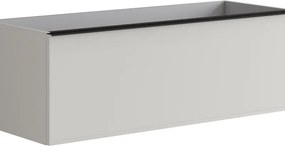 Mobile da bagno sospeso sotto lavabo Pixel frame 2 cassetti L 120 x H 40 x P 45.5 cm grigio pastello e maniglia alluminio nero opaco