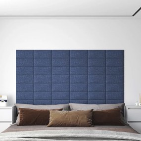 Pannelli Murali 12 Pz Blu 30x15 Cm Tessuto 0,54 M² /
