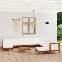 Set Divani da Giardino 11 pz con Cuscini in Massello di Acacia 3058128