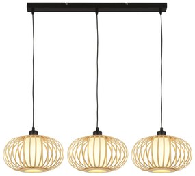 Lampadario Nordico Bambo Metallo Nero 3 Luci E27