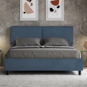 Letto contenitore da 160x190 in microfibra blu Mados