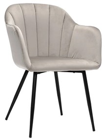 Sedia design in velluto color talpa e base metallo nero MILLY