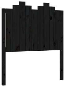 Giroletto con Testiera Nero 90x200 cm in Legno Massello