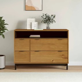 Cassettiera Flam 110x40x80 Cm İn Legno Massello Di Pino /