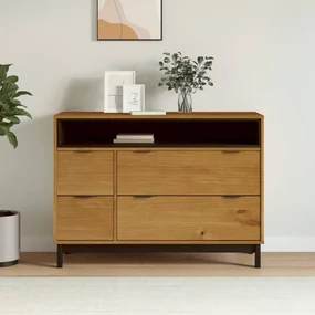 Cassettiera Flam 110x40x80 Cm İn Legno Massello Di Pino /