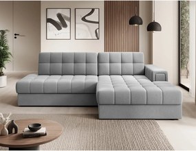 Divano angolare grigio allungabile (con penisola a destra/con chaise lounge) con rivestimento in velluto Blezalt – ELTAP