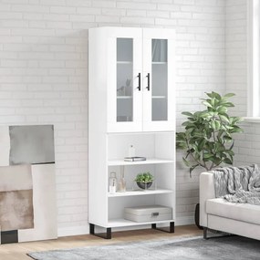 Credenza Bianco Lucido 69,5x34x180 Cm İn Legno Multistrato /