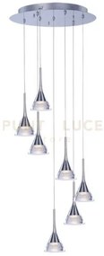 Jewel, lampada a sospensione, cristallo trasparente, cromo, led 42w...