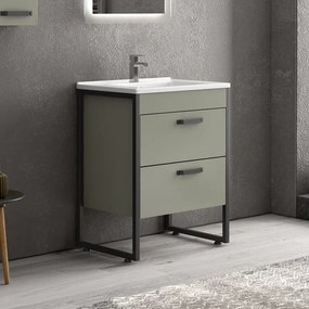 Kamalu - mobile bagno 65cm con lavabo e struttura metallica nera ikos-65