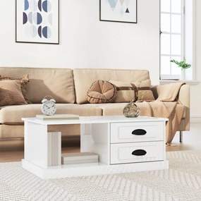 Tavolino salotto bianco lucido 90x50x35 cm legno multistrato