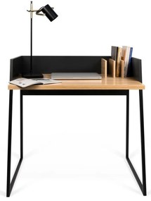 Scrivania nera con dettagli in legno di quercia Volga - TemaHome