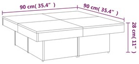 Tavolino da Salotto Grigio Sonoma 90x90x28 cm Legno Multistrato