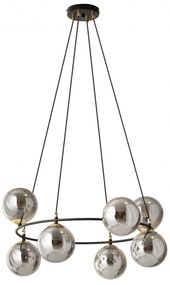 Lampadario a Sospensione AZURA 8 in Acciaio e Vetro 8xE14 Colore del corpo Nero e Grafite
