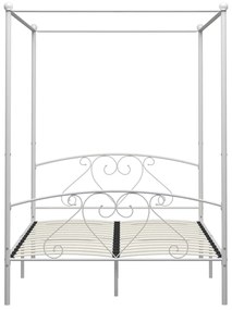 Letto a baldacchino bianco in metallo 140x200 cm