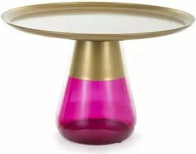 Tavolino da caffè Tiffany B in oro opaco/viola - ø70/h43 cm