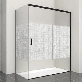 Porta doccia scorrevole L 138-139.5 cm x H 200 cm per nicchia in vetro smerigliato SP. 6 mm, profilo opaco nero, serie Jazz