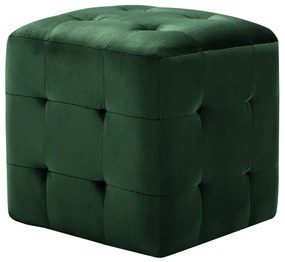 Comodini 2 pz verde 30x30x30 cm in tessuto vellutato