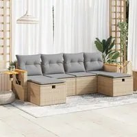 Set Divano da Giardino 6 pz con Cuscini Beige in Polyrattan 3326000